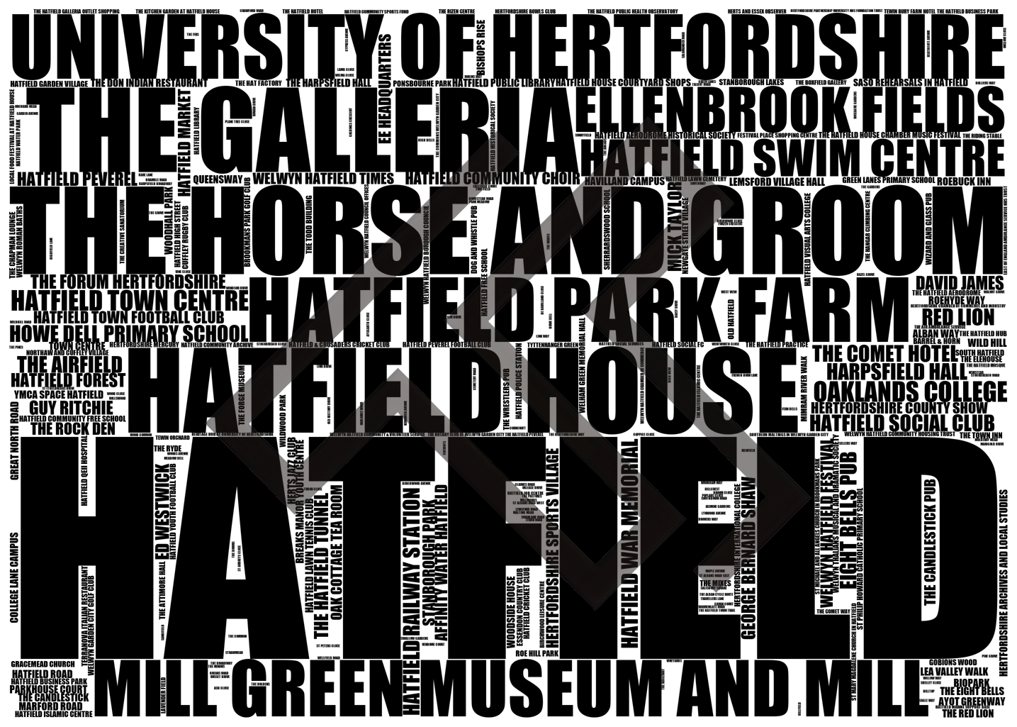 Hatfield - Premium Typographic Word Cloud Prints, Posters & Gifts