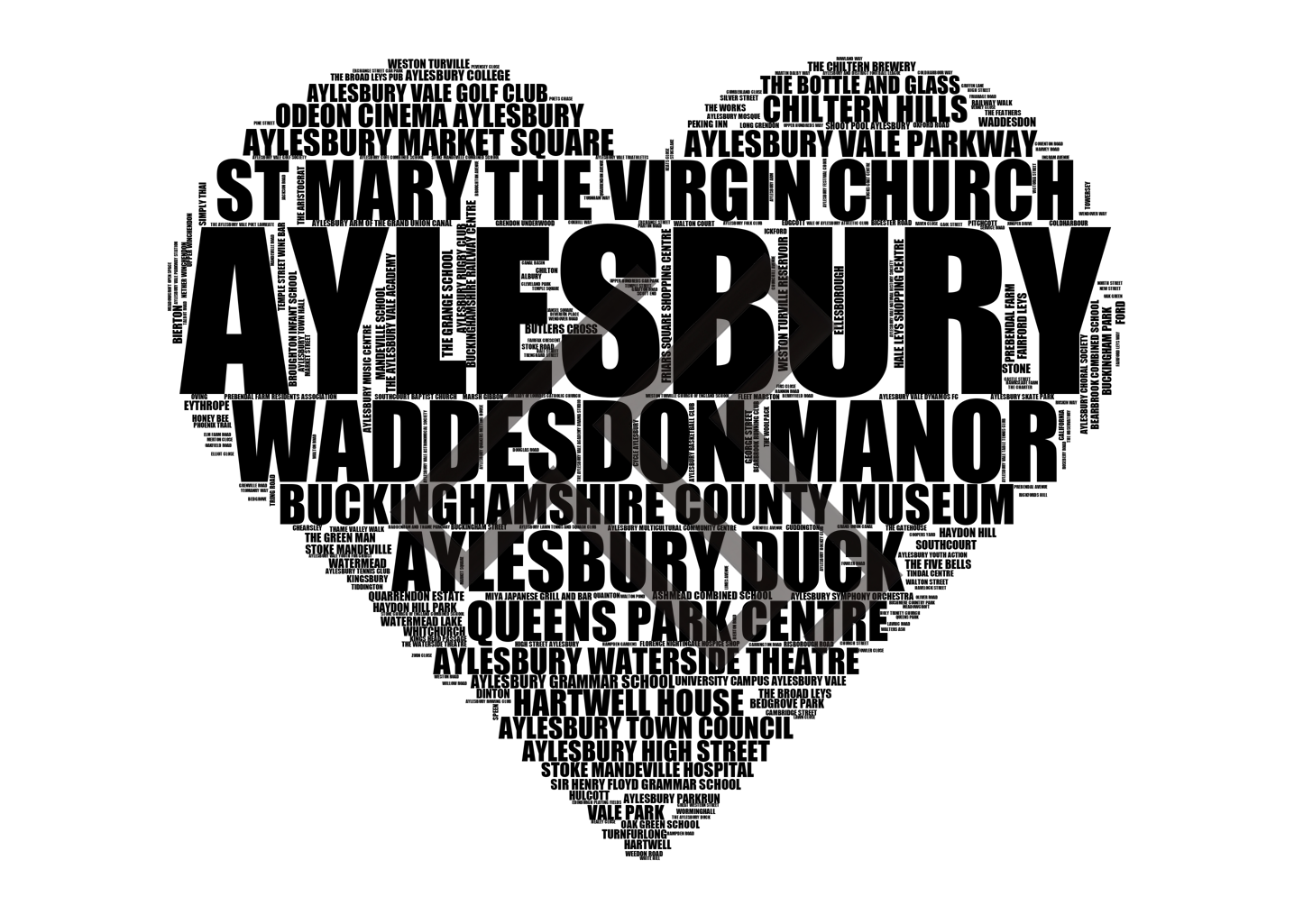 Aylesbury - Premium Typographic Word Cloud Prints, Posters & Gifts