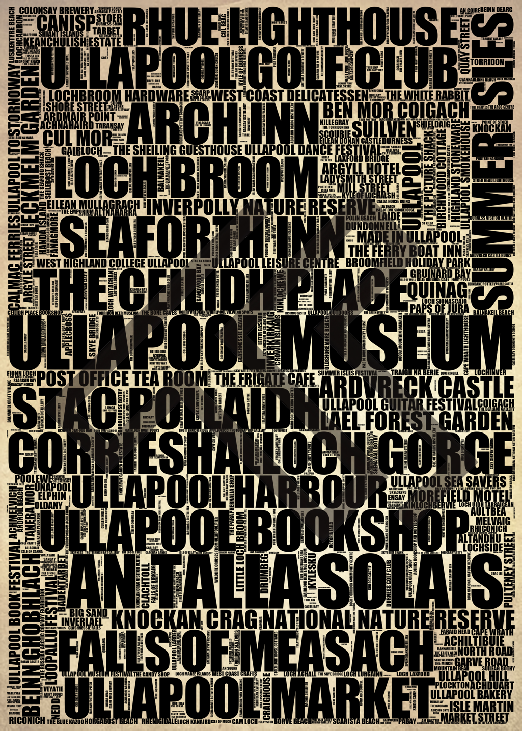 Ullapool - Premium Typographic Word Cloud Prints, Posters & Gifts
