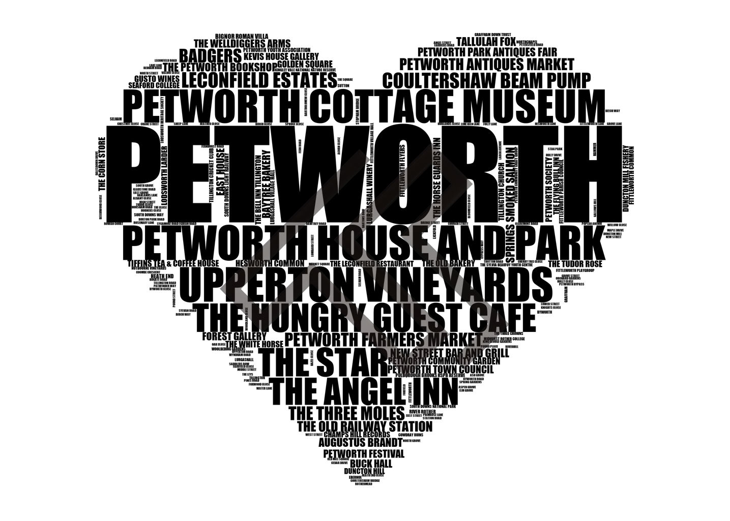 Petworth - Premium Typographic Word Cloud Prints, Posters & Gifts