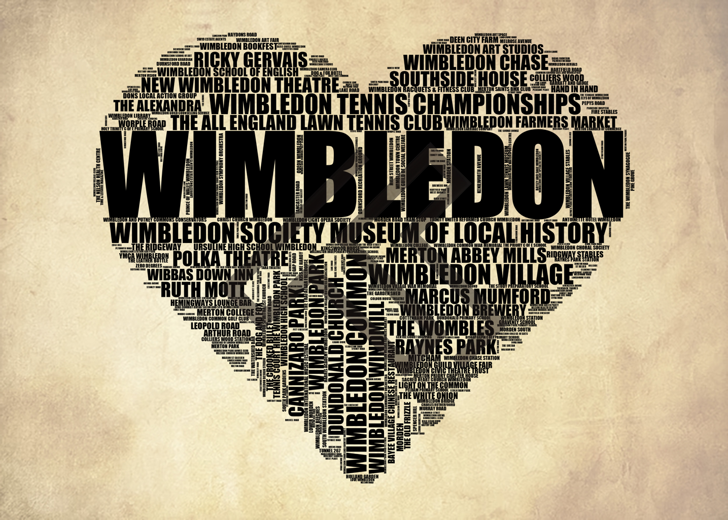 Wimbledon - Premium Typographic Word Cloud Prints, Posters & Gifts