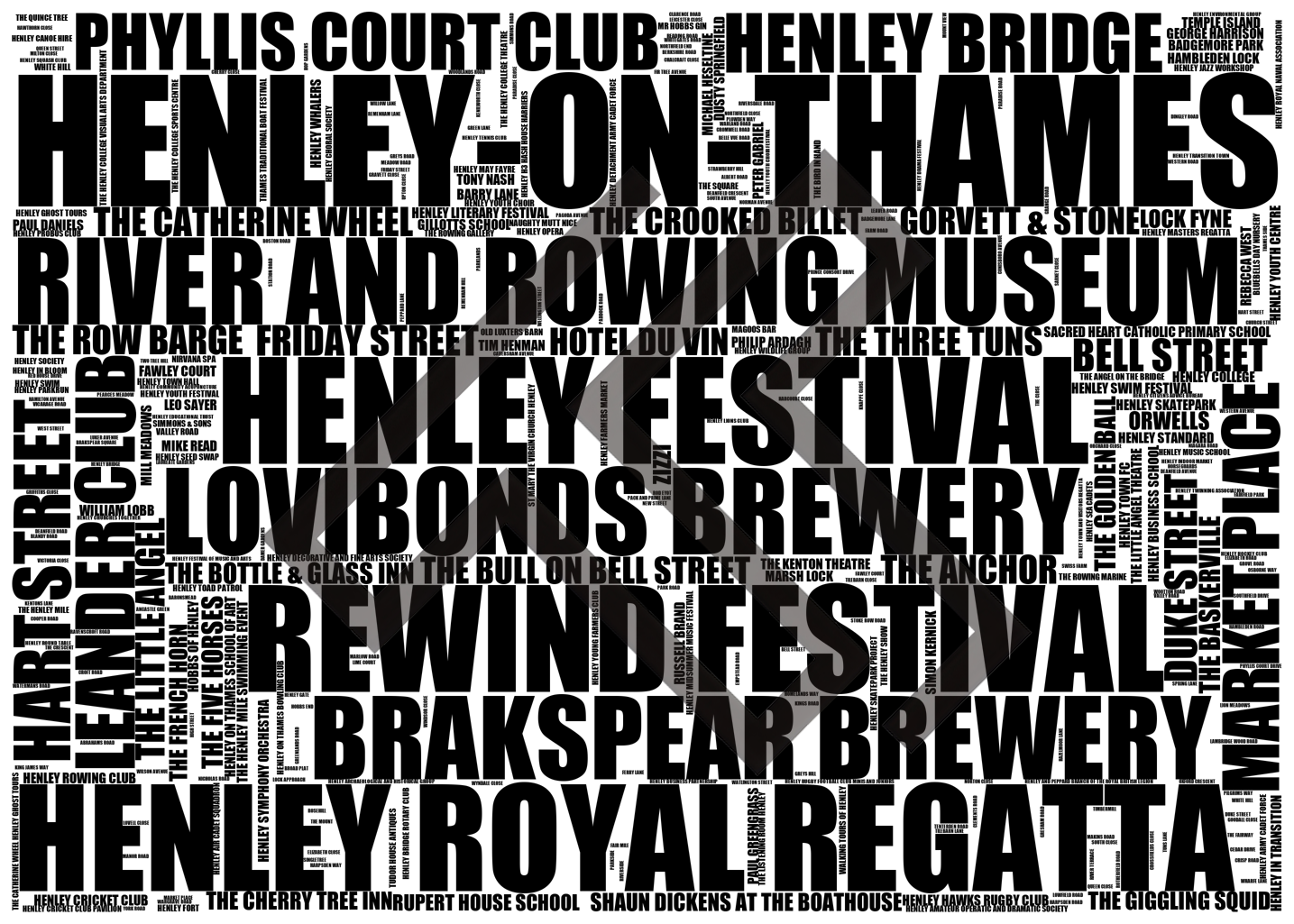 Henley-on-Thames - Premium Typographic Word Cloud Prints, Posters & Gifts