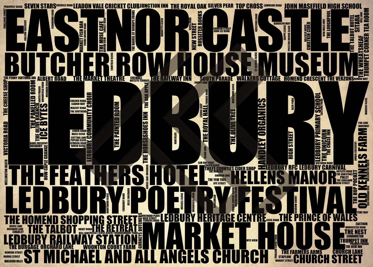 Ledbury - Premium Typographic Word Cloud Prints, Posters & Gifts