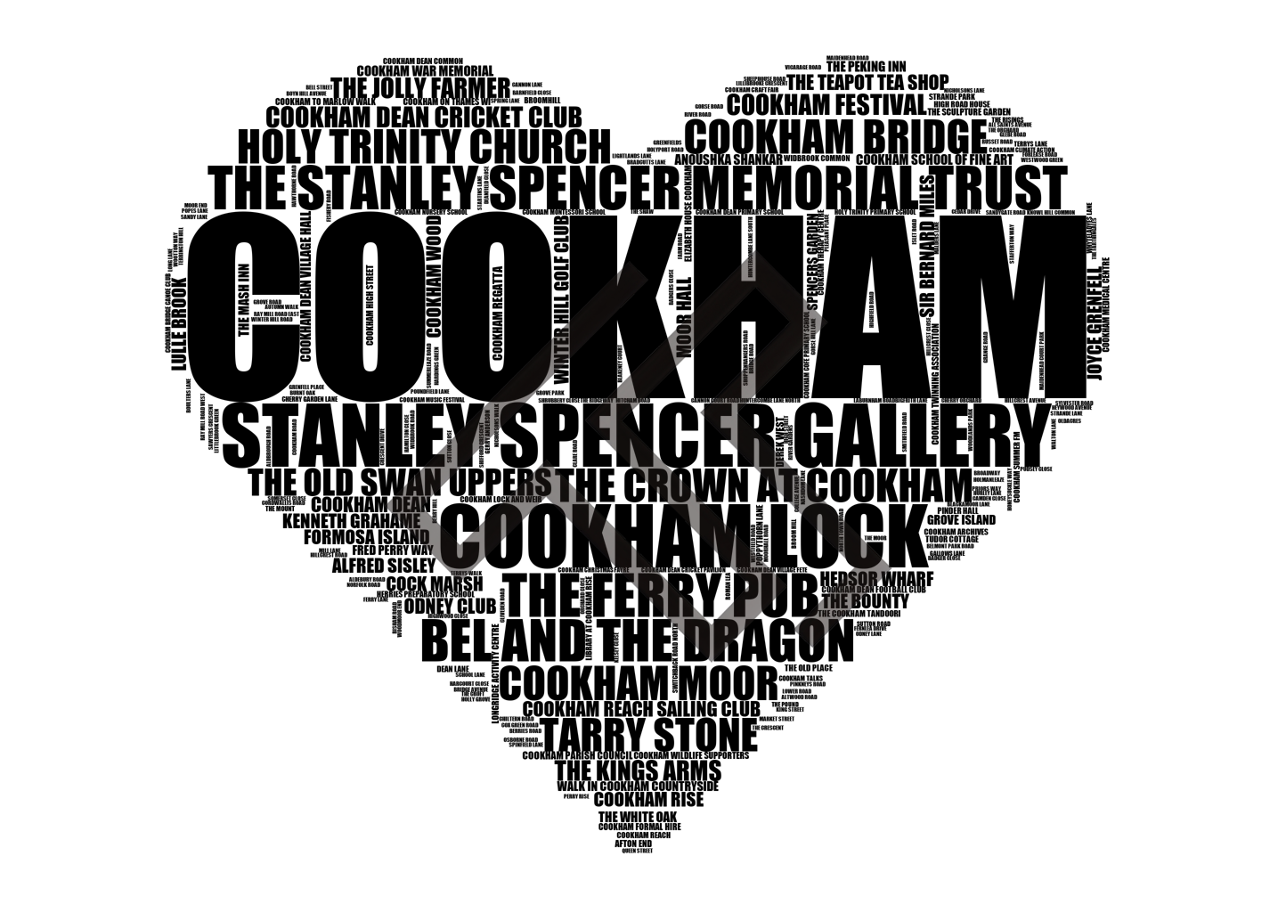 Cookham - Premium Typographic Word Cloud Prints, Posters & Gifts