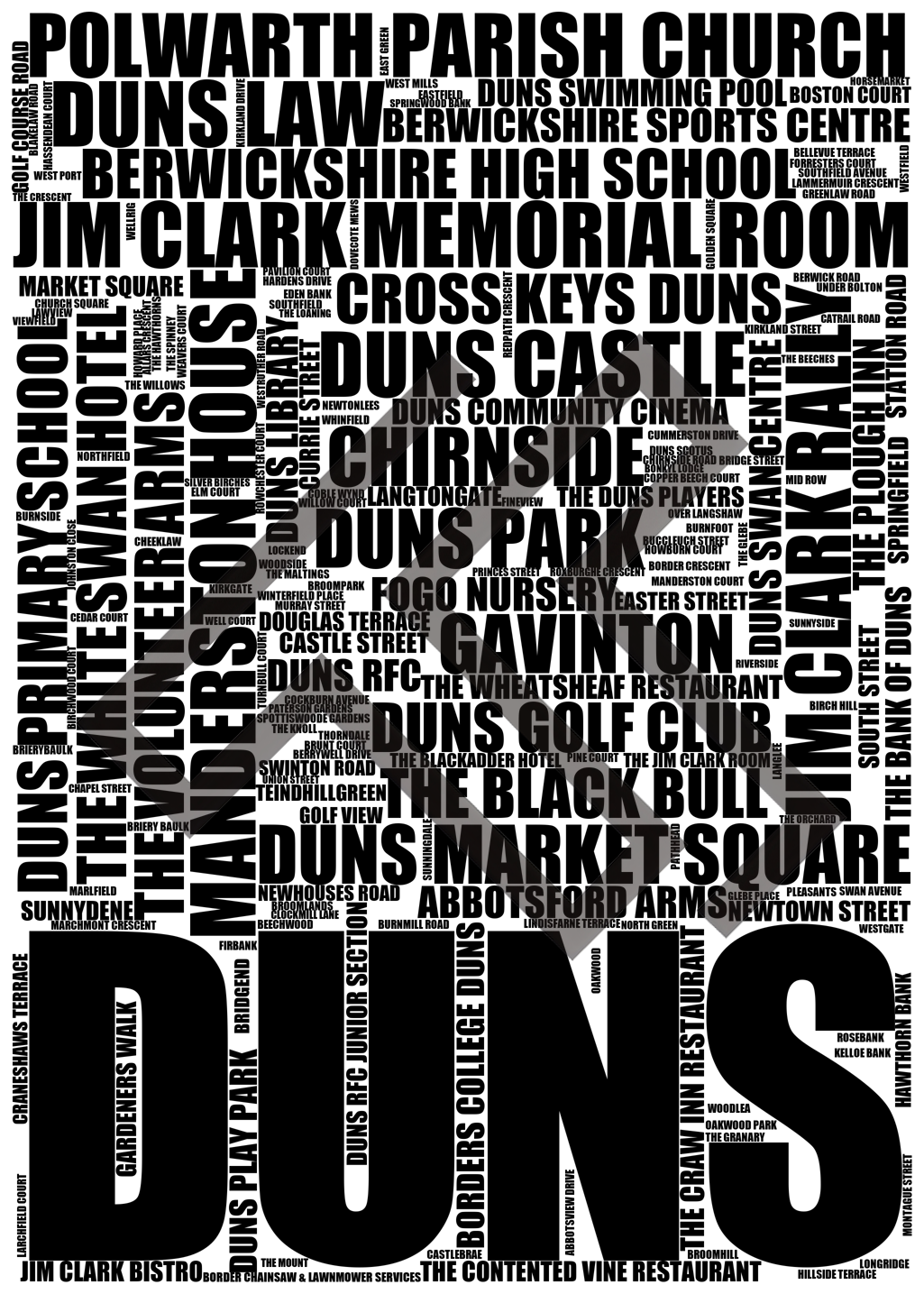 Duns - Premium Typographic Word Cloud Prints, Posters & Gifts