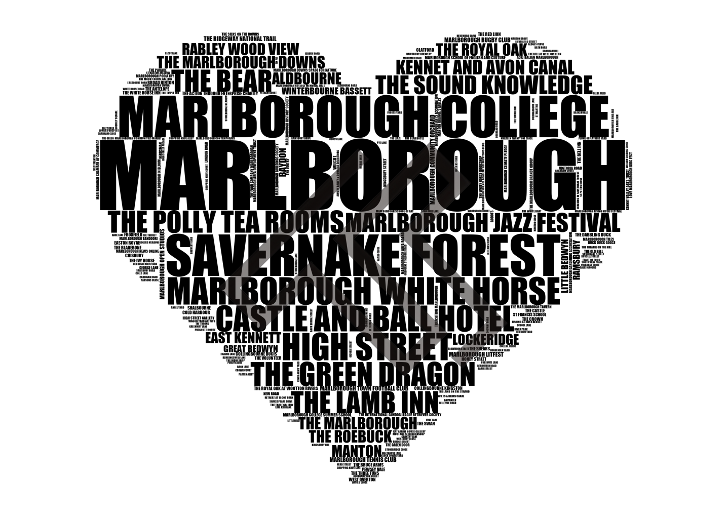 Marlborough - Premium Typographic Word Cloud Prints, Posters & Gifts