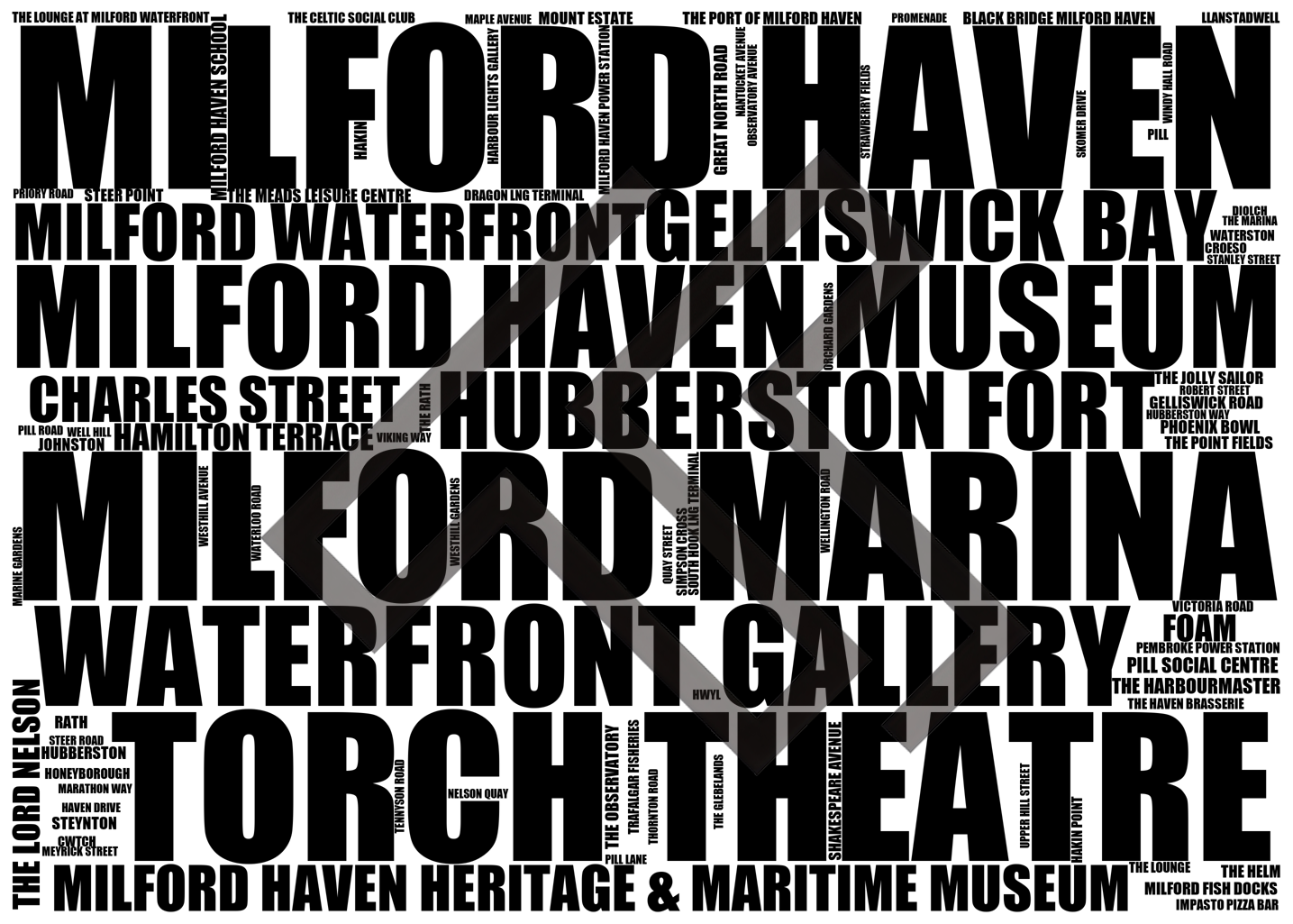 Milford Haven - Premium Typographic Word Cloud Prints, Posters & Gifts