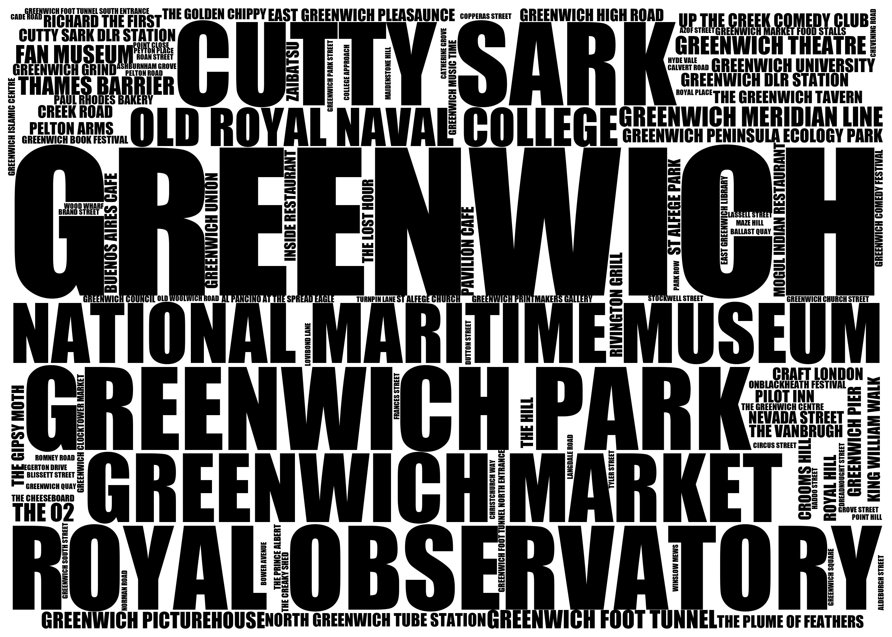 Greenwich - Premium Typographic Word Cloud Prints, Posters & Gifts