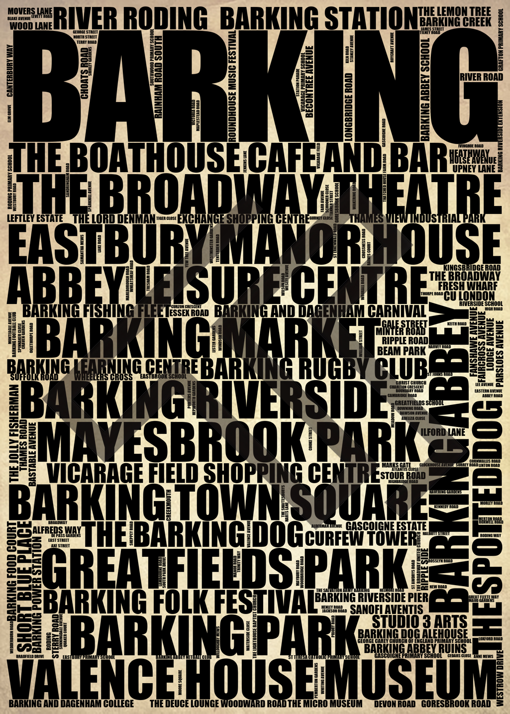 Barking - Premium Typographic Word Cloud Prints, Posters & Gifts