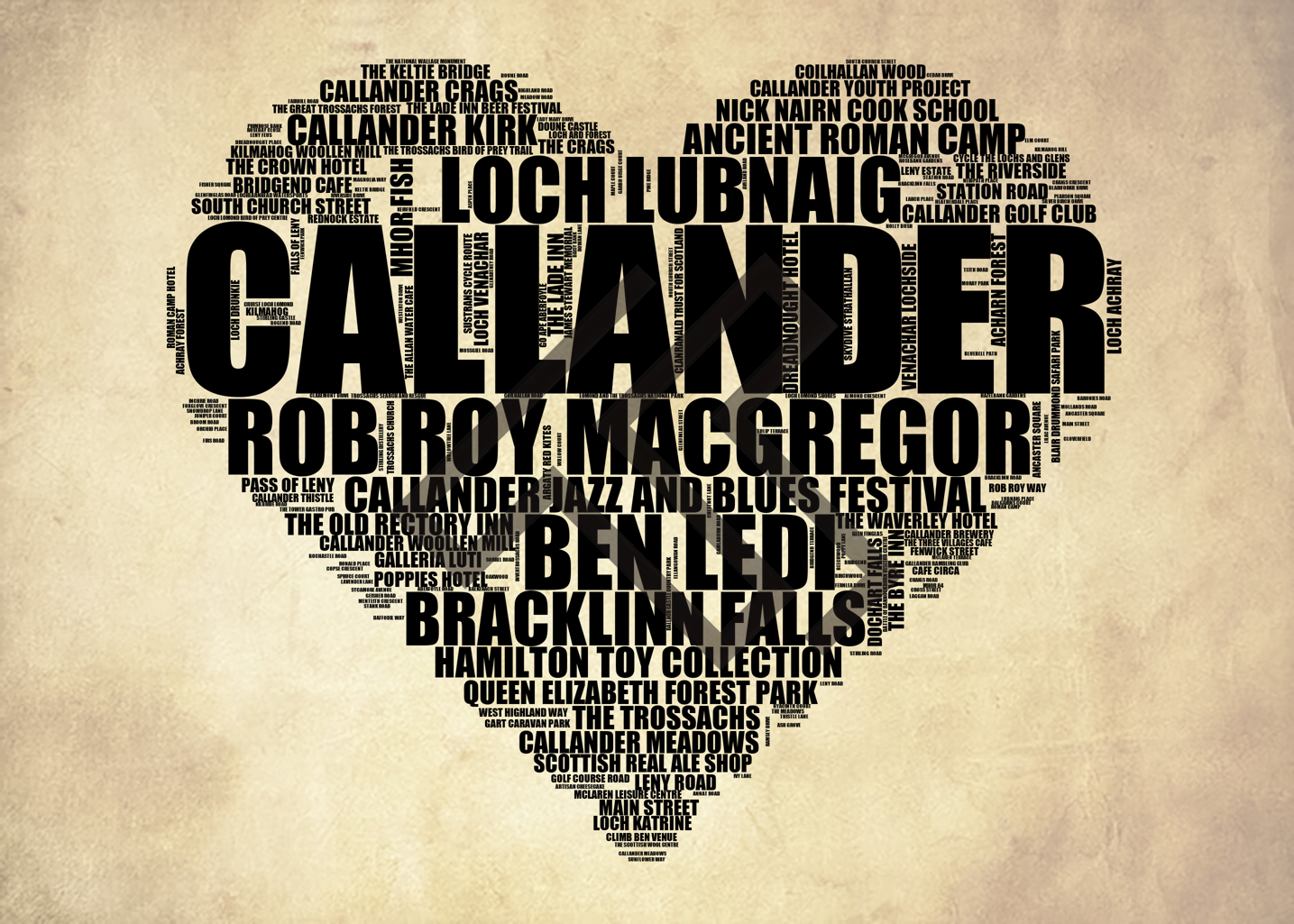 Callander - Premium Typographic Word Cloud Prints, Posters & Gifts