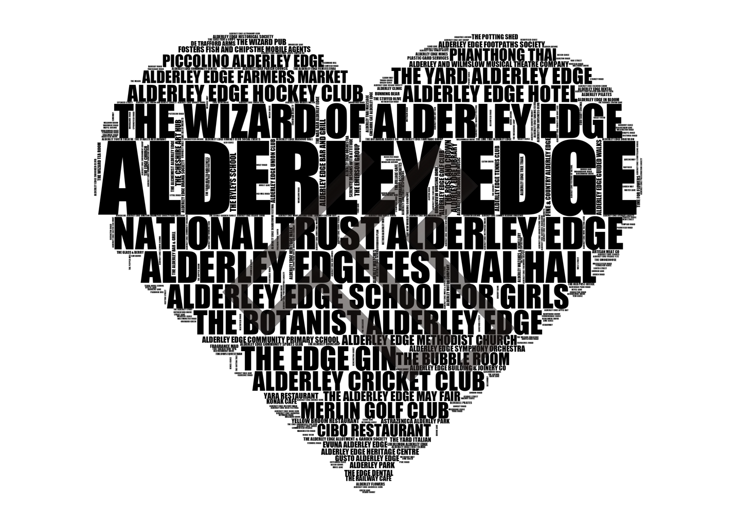 Alderley Edge - Premium Typographic Word Cloud Prints, Posters & Gifts