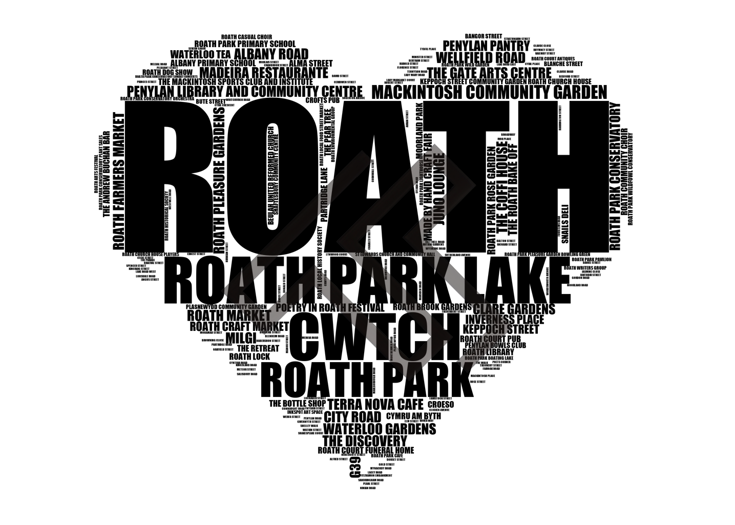 Roath - Premium Typographic Word Cloud Prints, Posters & Gifts