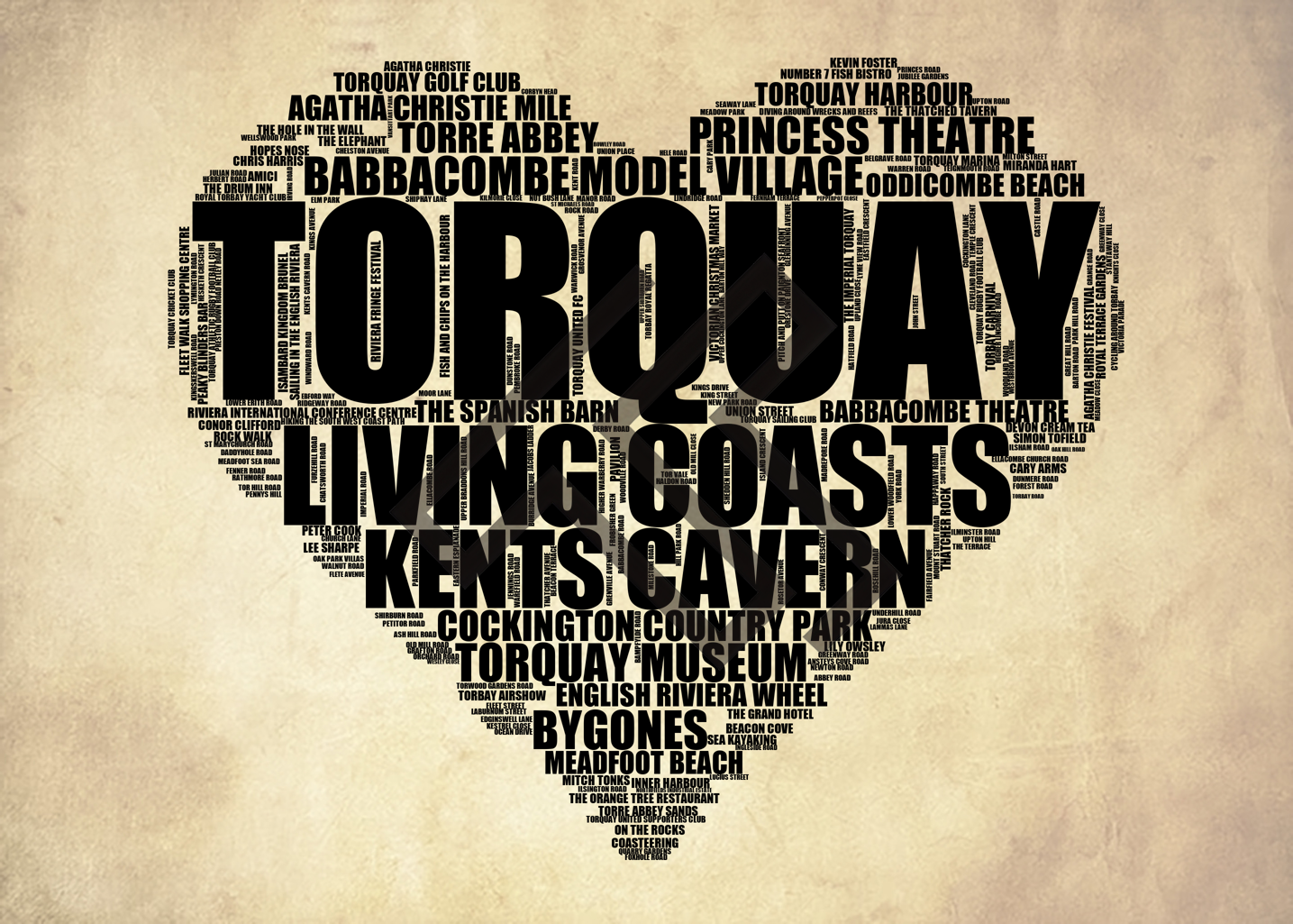 Torquay - Premium Typographic Word Cloud Prints, Posters & Gifts