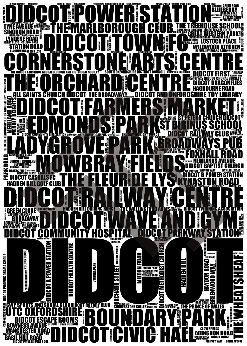 Didcot - Premium Typographic Word Cloud Prints, Posters & Gifts