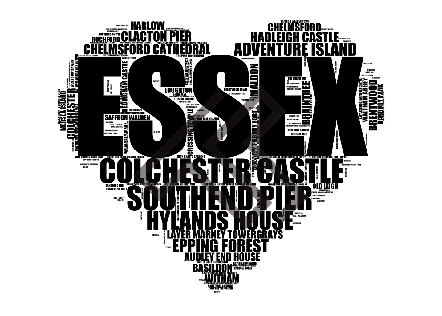 Essex - Premium Typographic Word Cloud Prints, Posters & Gifts