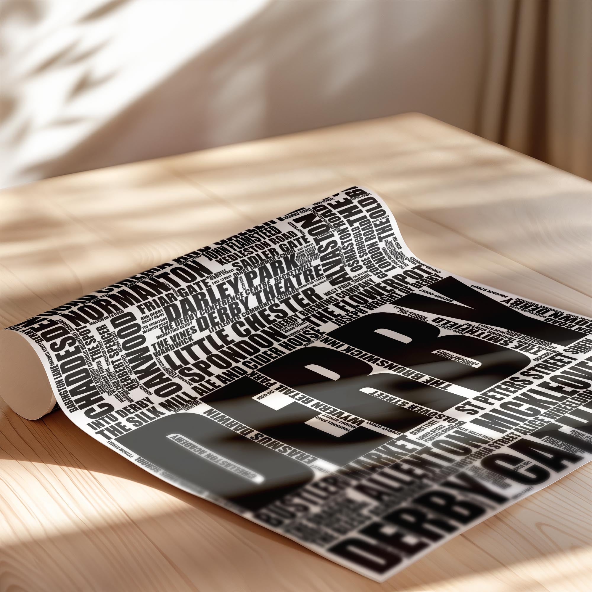 Derby - Premium Typographic Word Cloud Prints, Posters & Gifts