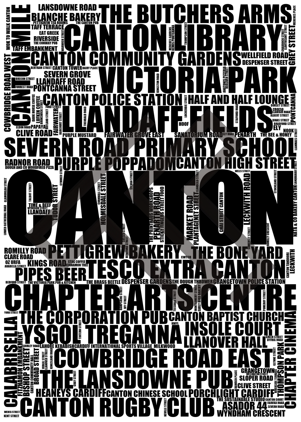 Canton - Premium Typographic Word Cloud Prints, Posters & Gifts