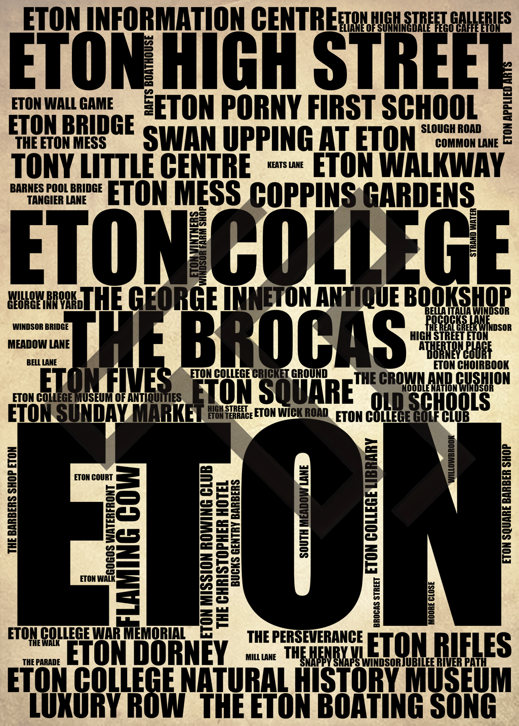 Eton - Premium Typographic Word Cloud Prints, Posters & Gifts
