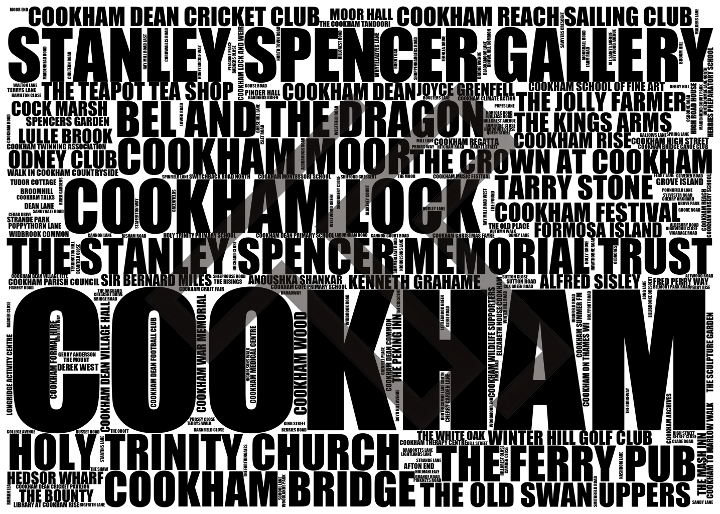 Cookham - Premium Typographic Word Cloud Prints, Posters & Gifts