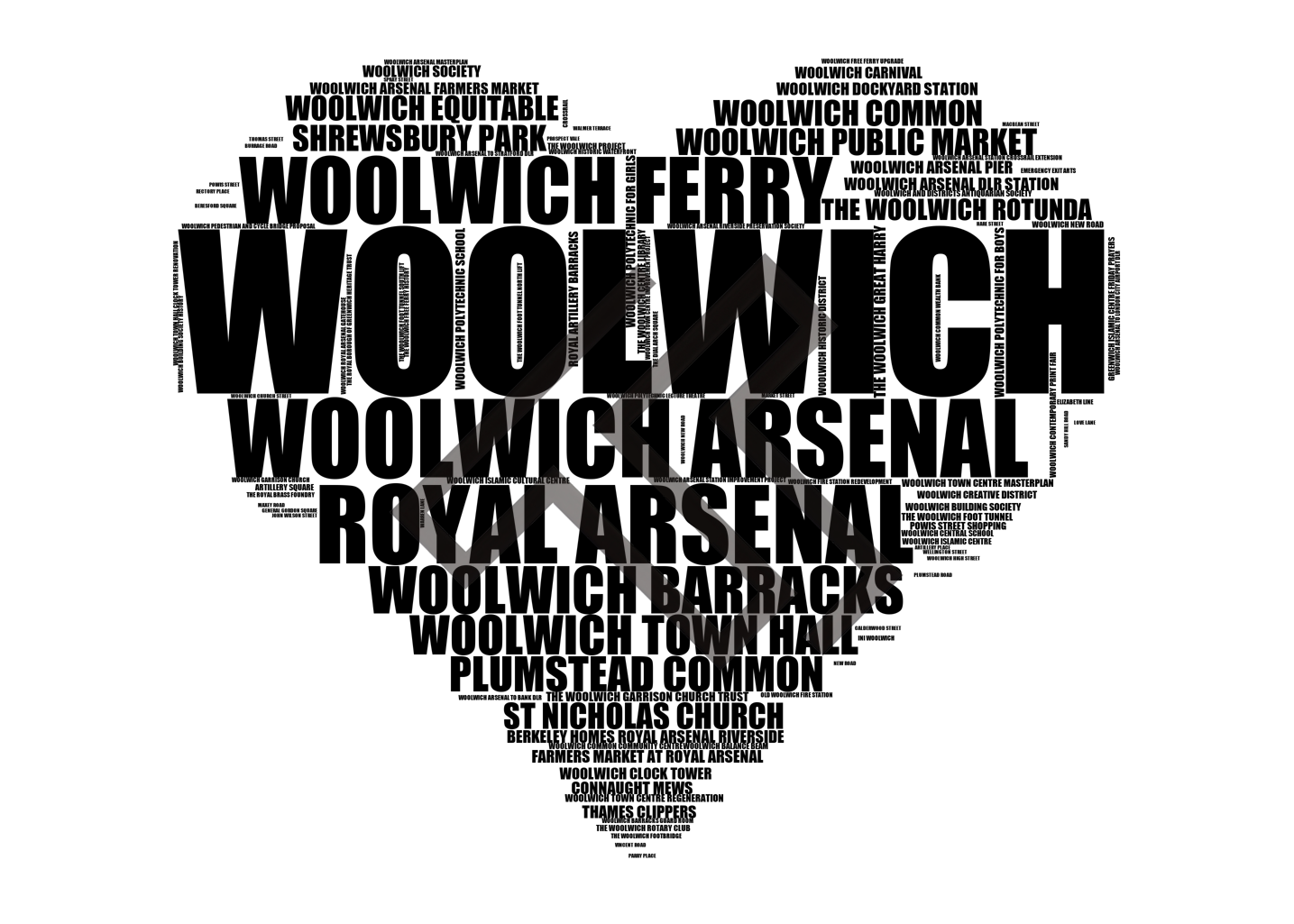 Woolwich - Premium Typographic Word Cloud Prints, Posters & Gifts