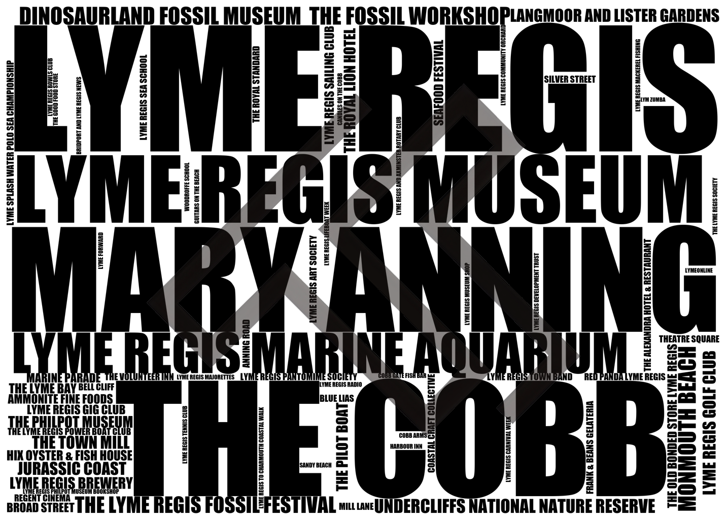 Lyme Regis - Premium Typographic Word Cloud Prints, Posters & Gifts