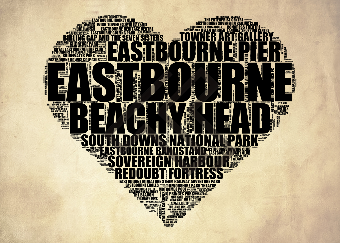 Eastbourne - Premium Typographic Word Cloud Prints, Posters & Gifts