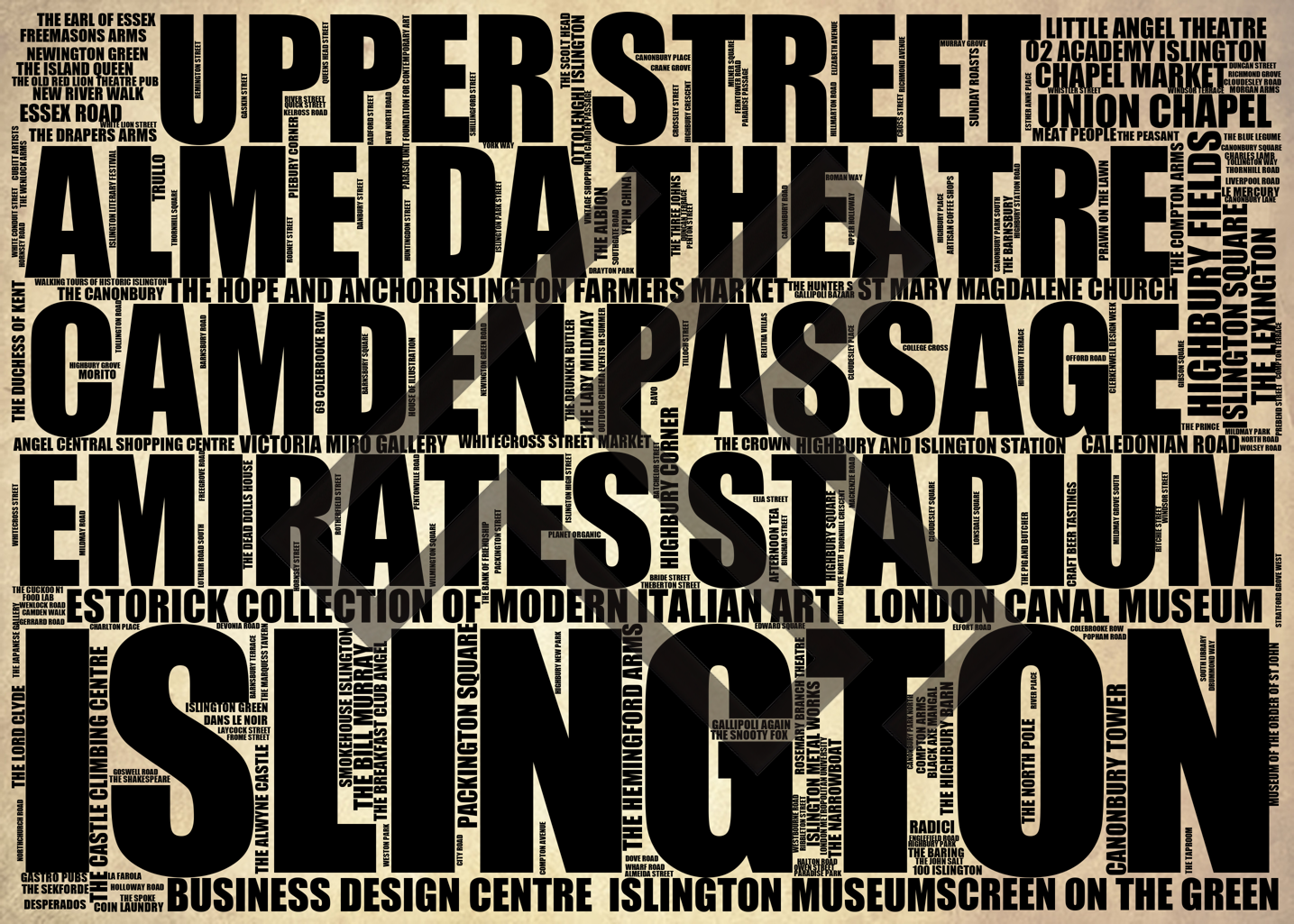 Islington - Premium Typographic Word Cloud Prints, Posters & Gifts