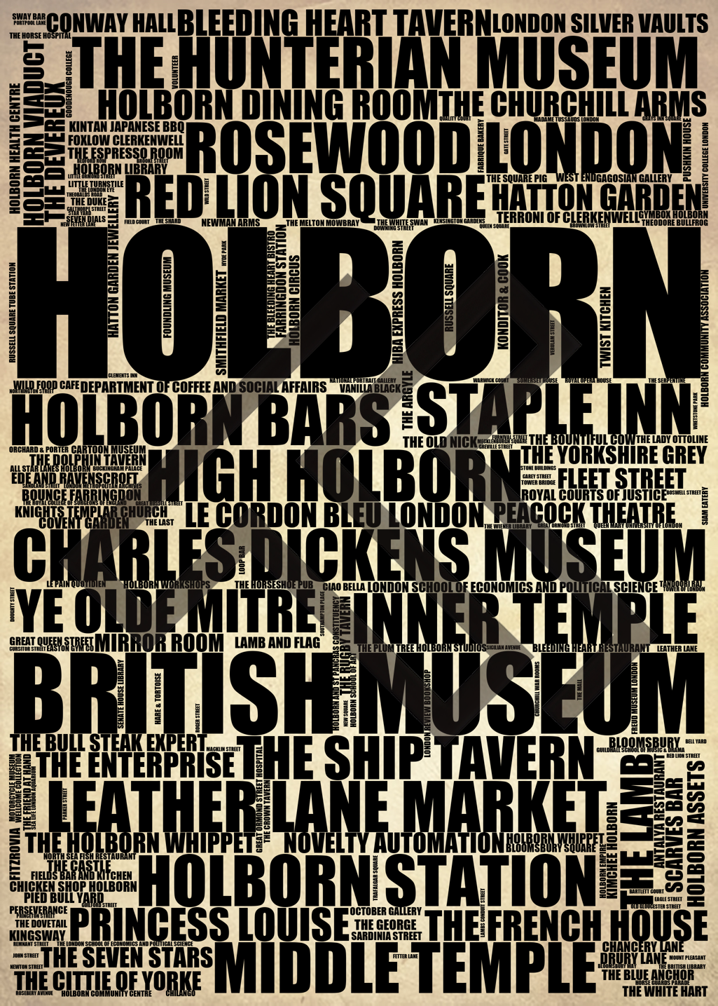 Holborn - Premium Typographic Word Cloud Prints, Posters & Gifts