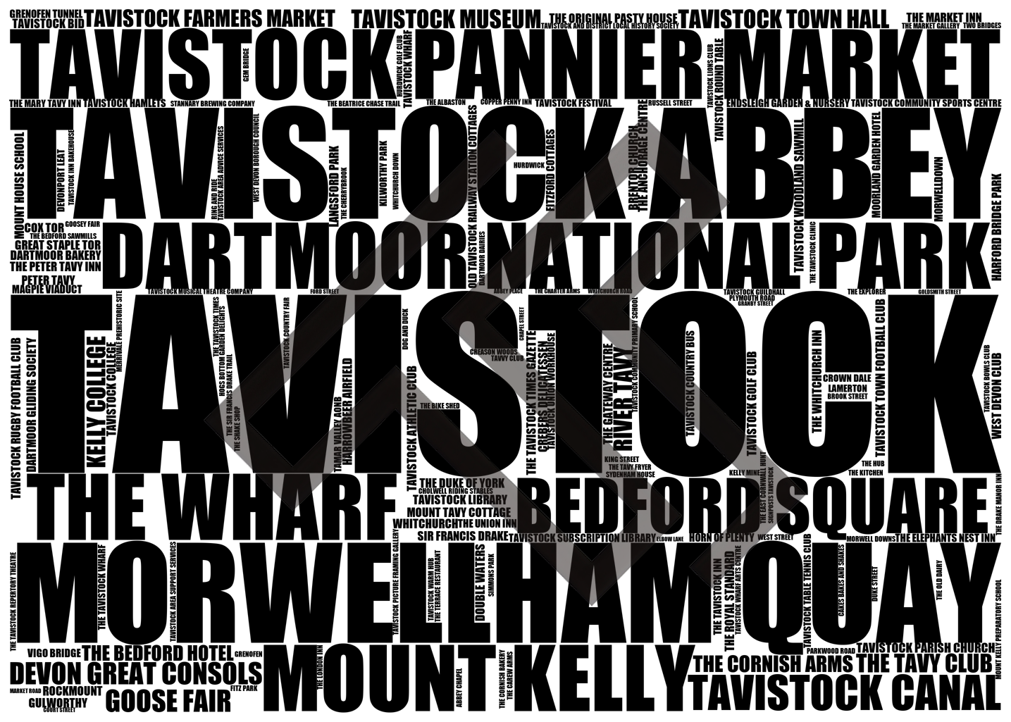 Tavistock - Premium Typographic Word Cloud Prints, Posters & Gifts