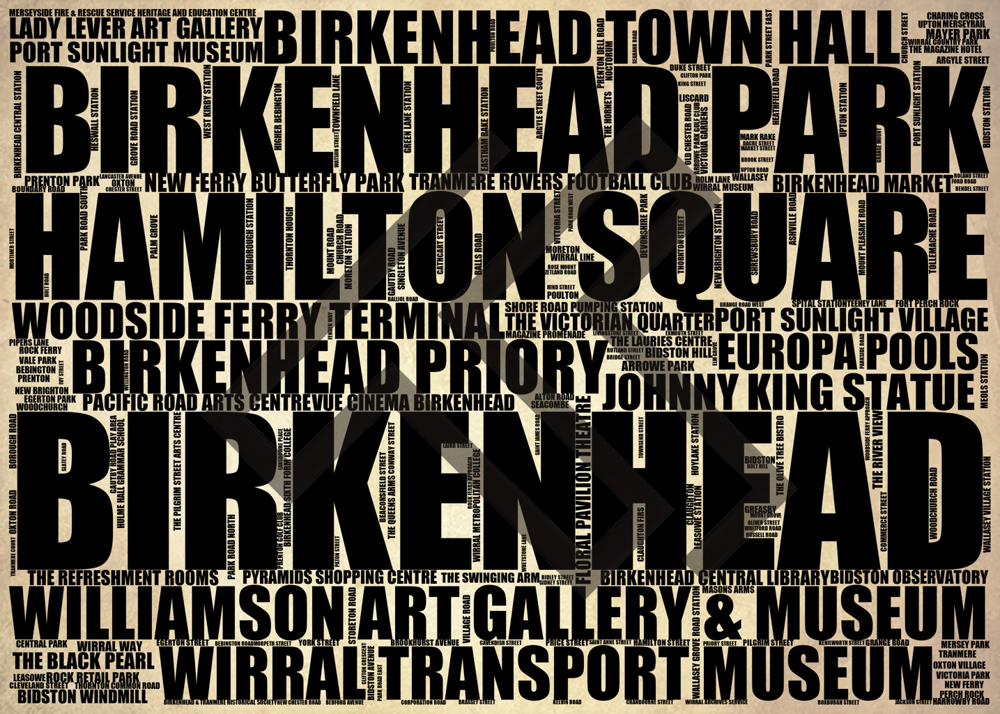 Birkenhead - Premium Typographic Word Cloud Prints, Posters & Gifts