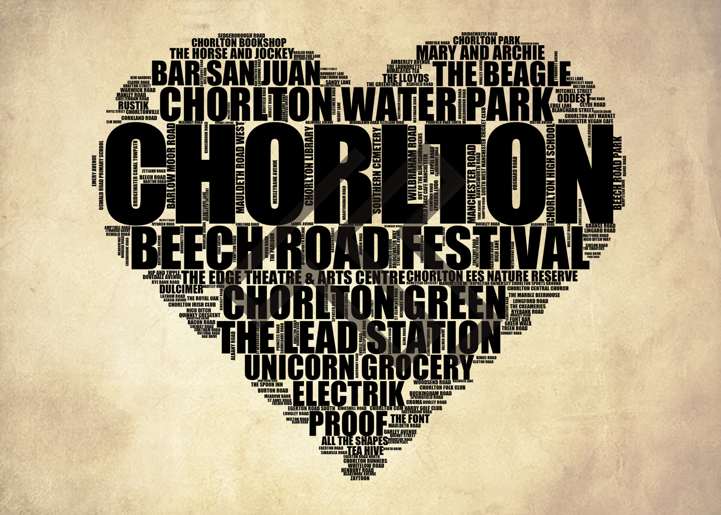 Chorlton - Premium Typographic Word Cloud Prints, Posters & Gifts