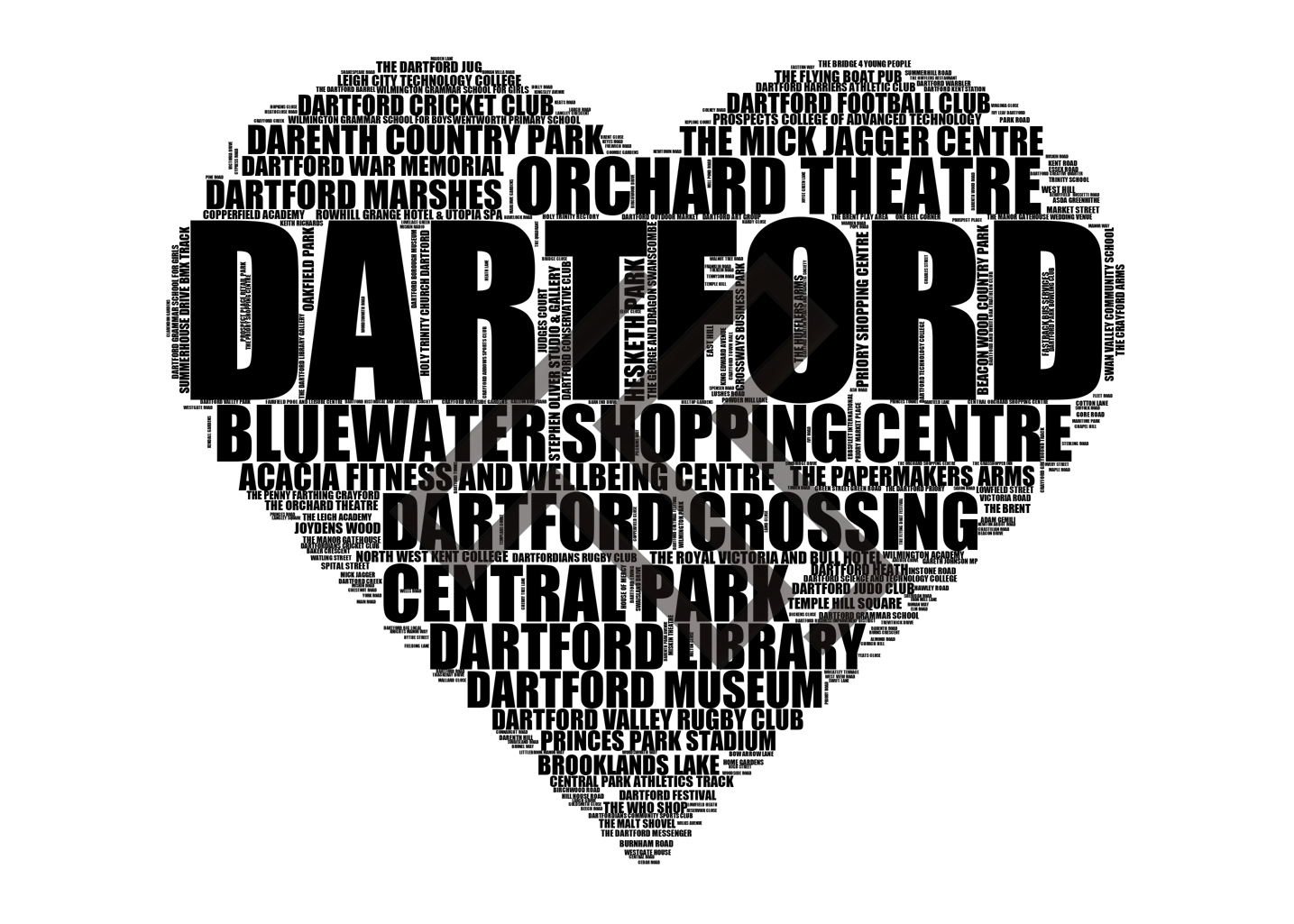 Dartford - Premium Typographic Word Cloud Prints, Posters & Gifts