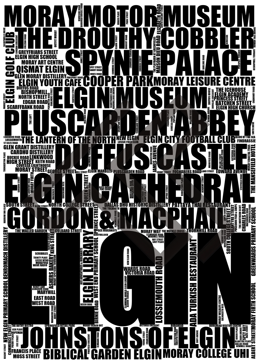 Elgin - Premium Typographic Word Cloud Prints, Posters & Gifts