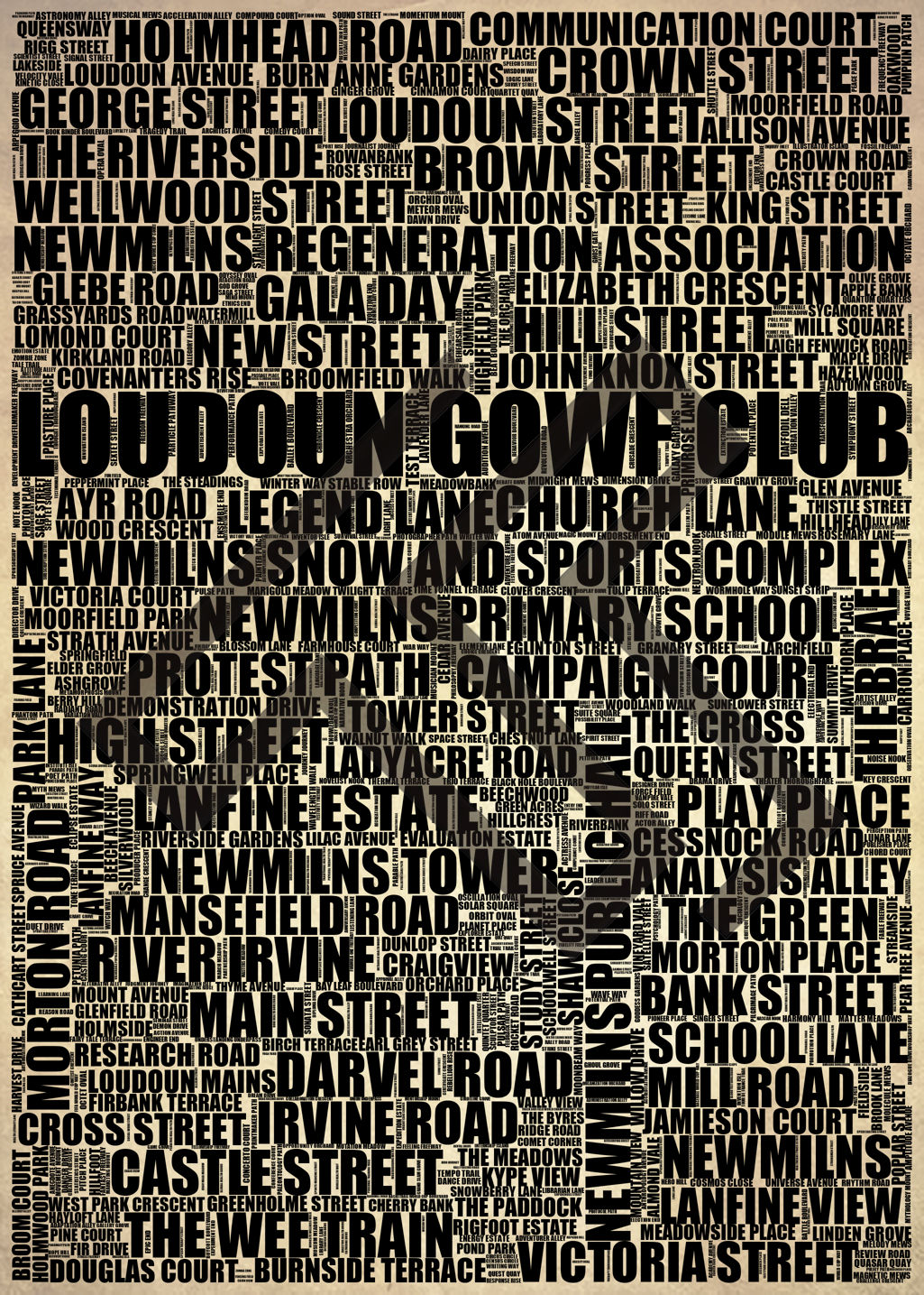 Newmilns - Premium Typographic Word Cloud Prints, Posters & Gifts