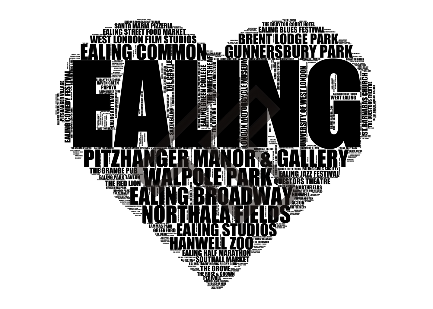 Ealing - Premium Typographic Word Cloud Prints, Posters & Gifts