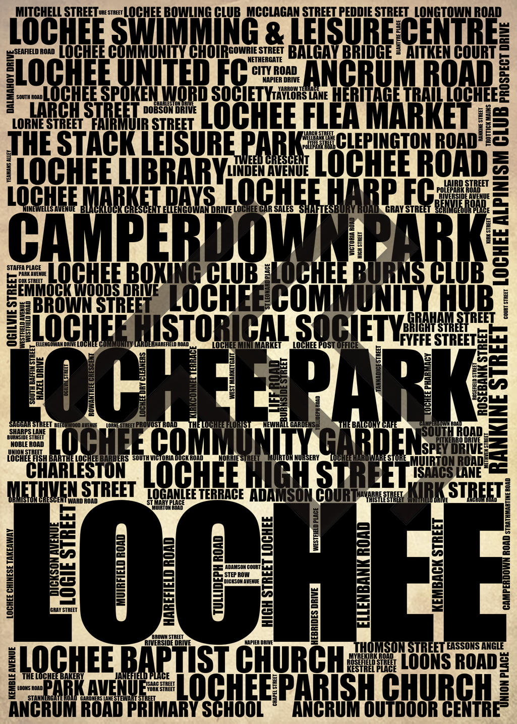 Lochee - Premium Typographic Word Cloud Prints, Posters & Gifts