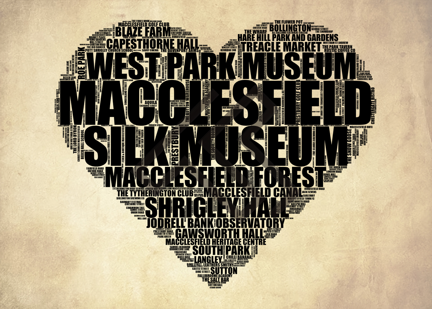 Macclesfield - Premium Typographic Word Cloud Prints, Posters & Gifts