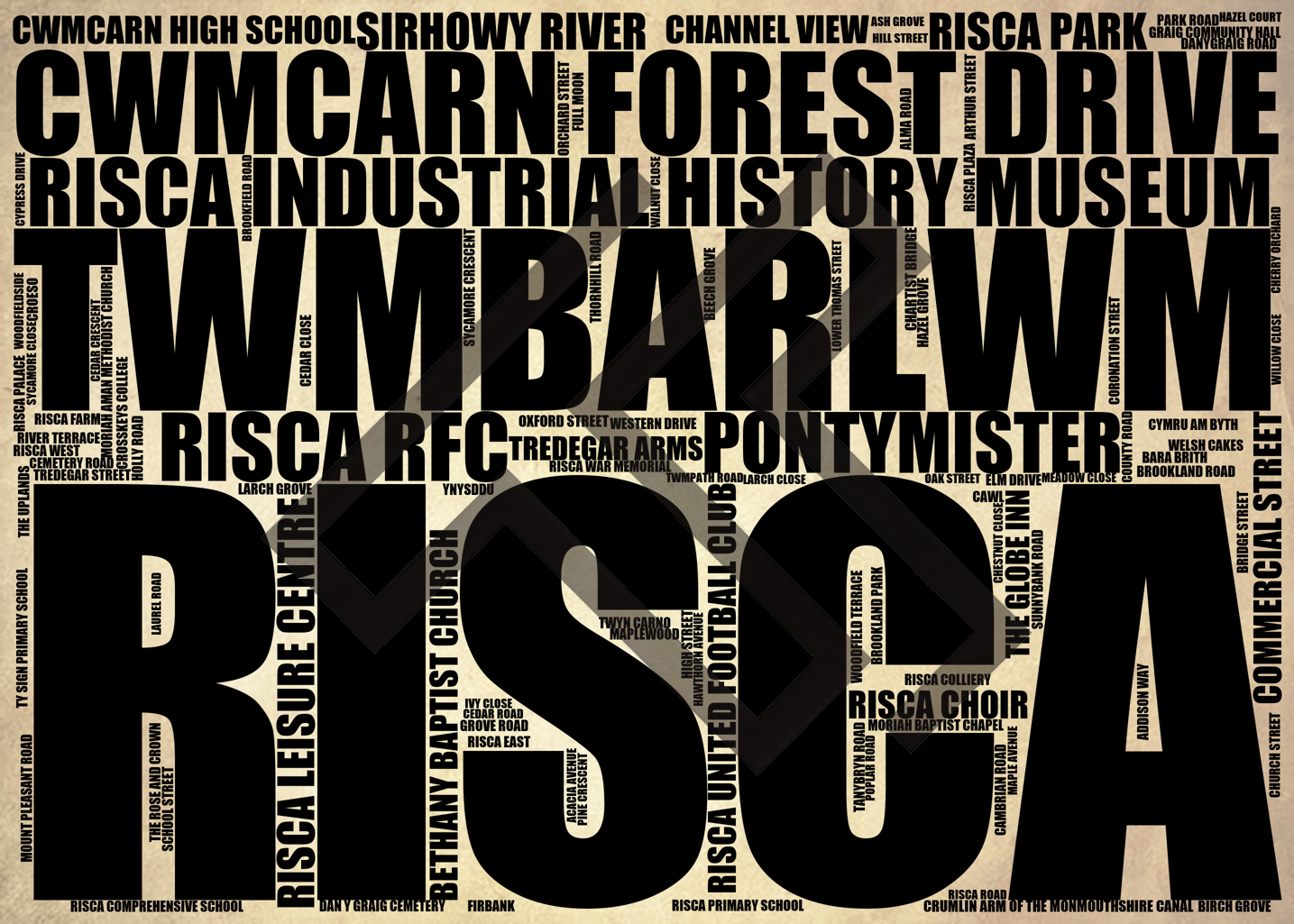 Risca - Premium Typographic Word Cloud Prints, Posters & Gifts