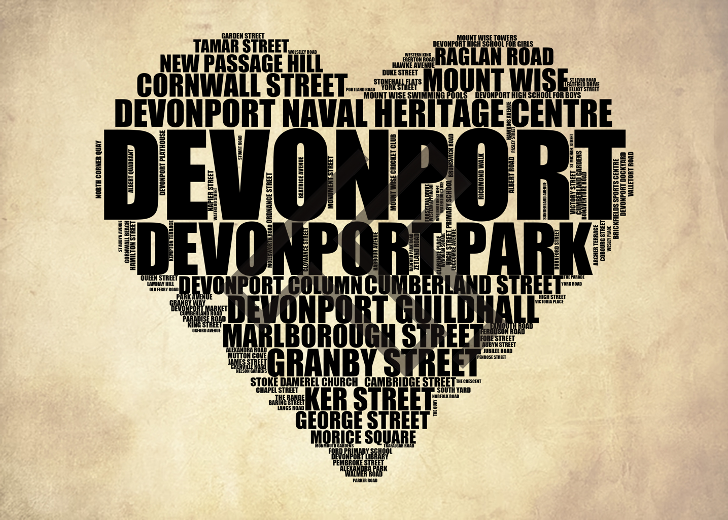 Devonport - Premium Typographic Word Cloud Prints, Posters & Gifts