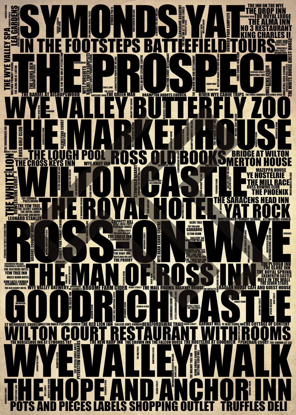 Ross-on-Wye - Premium Typographic Word Cloud Prints, Posters & Gifts