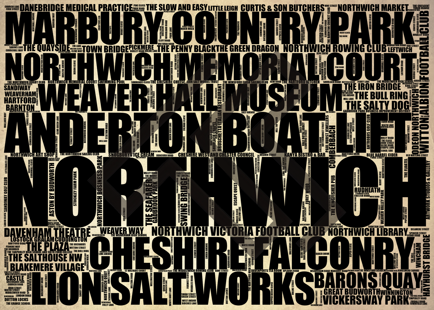 Northwich - Premium Typographic Word Cloud Prints, Posters & Gifts