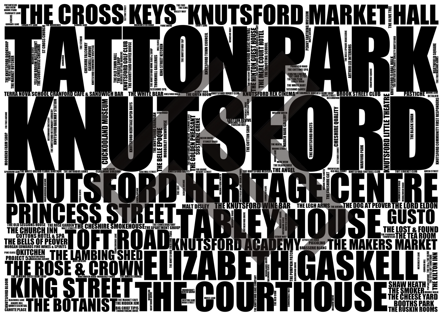Knutsford - Premium Typographic Word Cloud Prints, Posters & Gifts