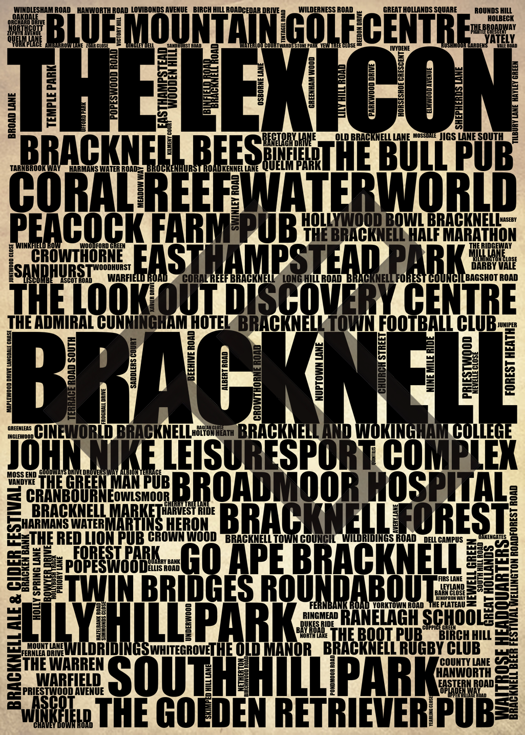 Bracknell - Premium Typographic Word Cloud Prints, Posters & Gifts