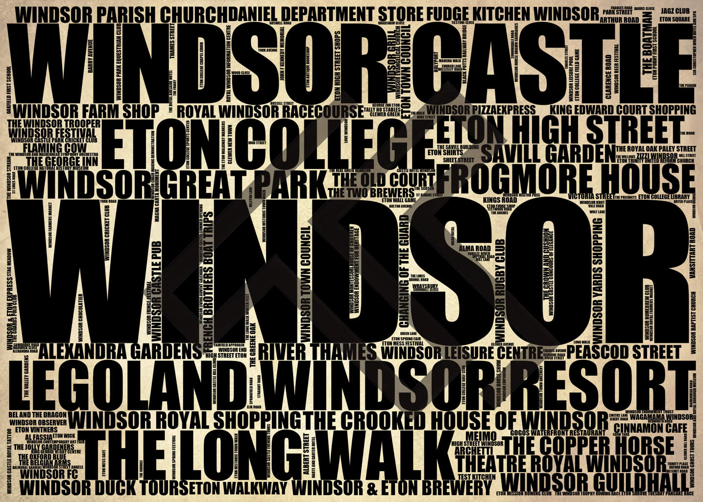 Windsor - Premium Typographic Word Cloud Prints, Posters & Gifts