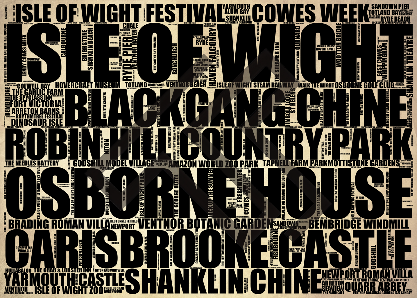 Isle of Wight - Premium Typographic Word Cloud Prints, Posters & Gifts