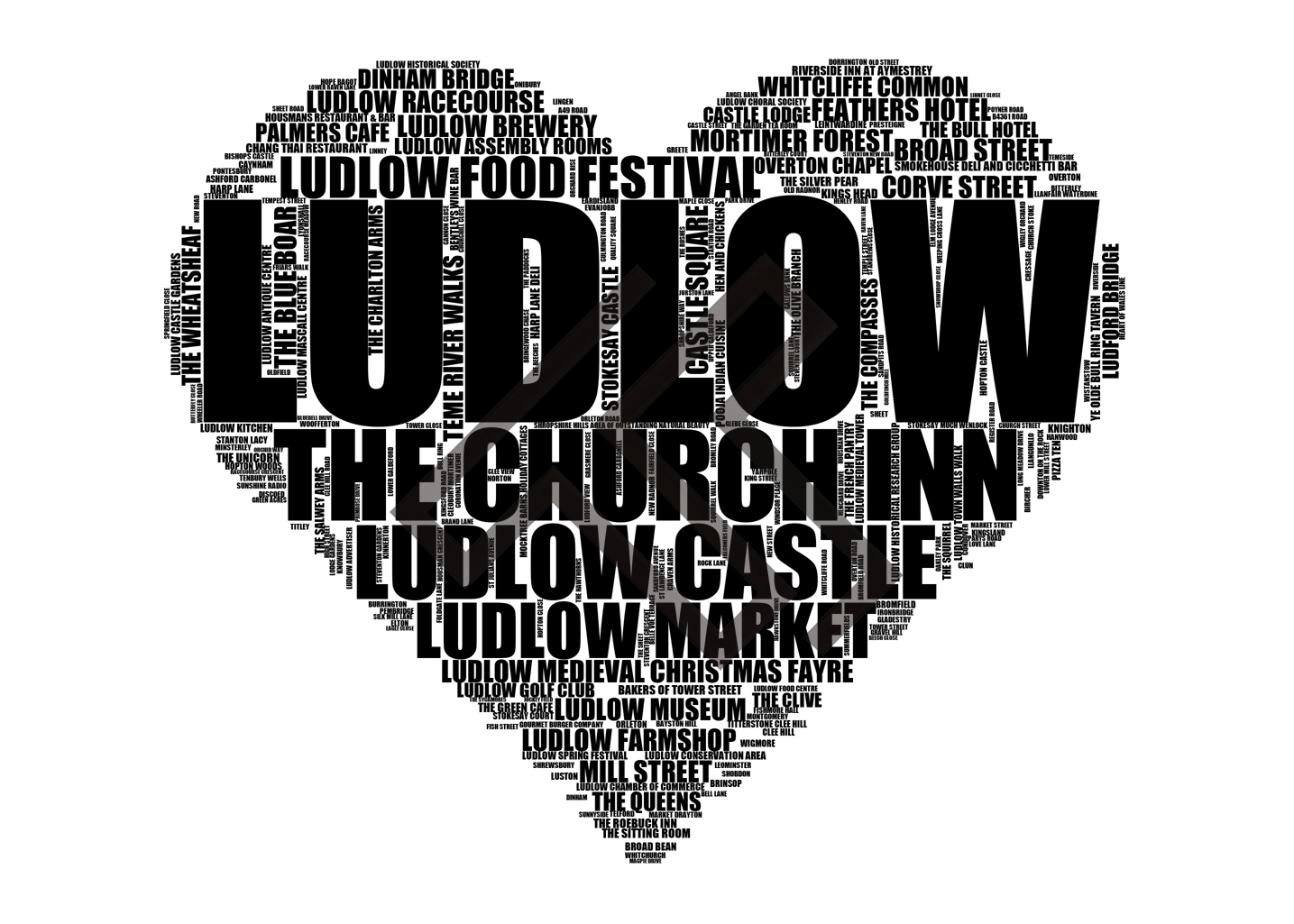 Ludlow - Premium Typographic Word Cloud Prints, Posters & Gifts