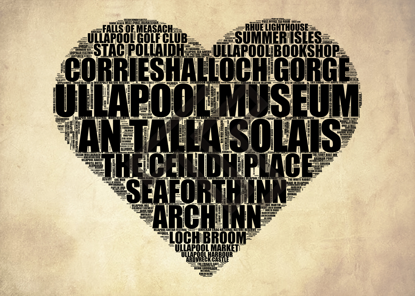Ullapool - Premium Typographic Word Cloud Prints, Posters & Gifts