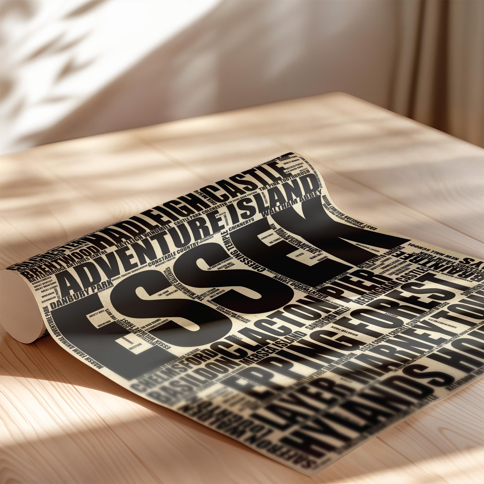 Essex - Premium Typographic Word Cloud Prints, Posters & Gifts