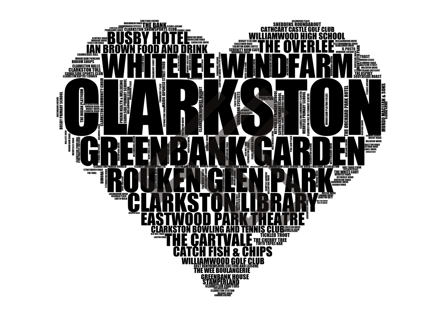 Clarkston - Premium Typographic Word Cloud Prints, Posters & Gifts