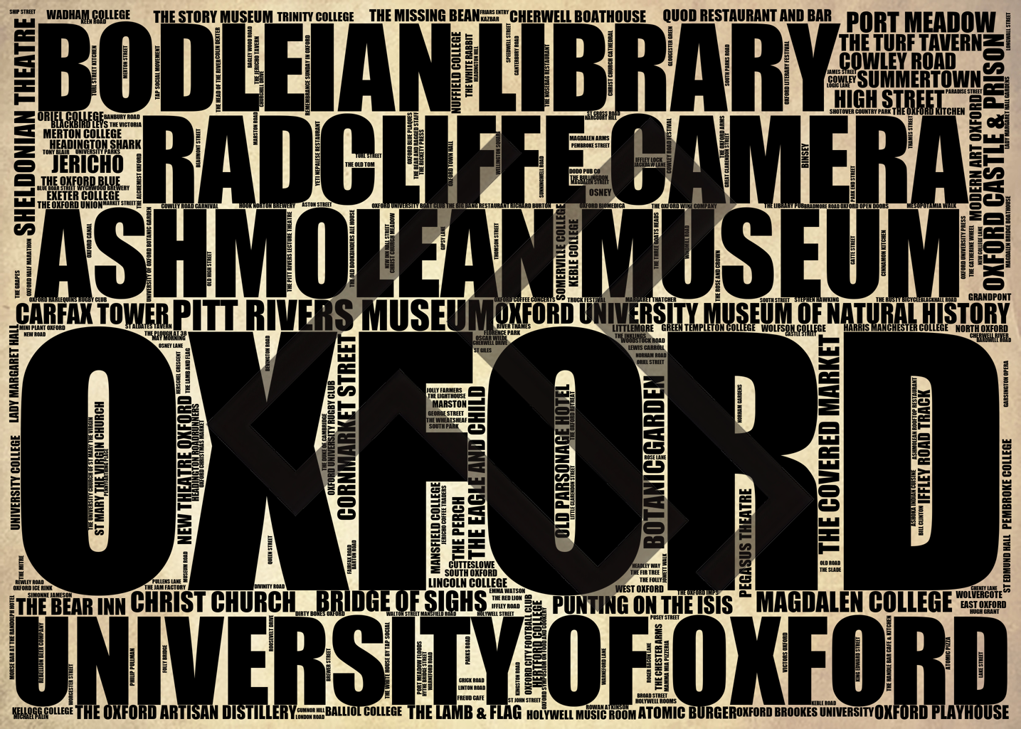 Oxford - Premium Typographic Word Cloud Prints, Posters & Gifts